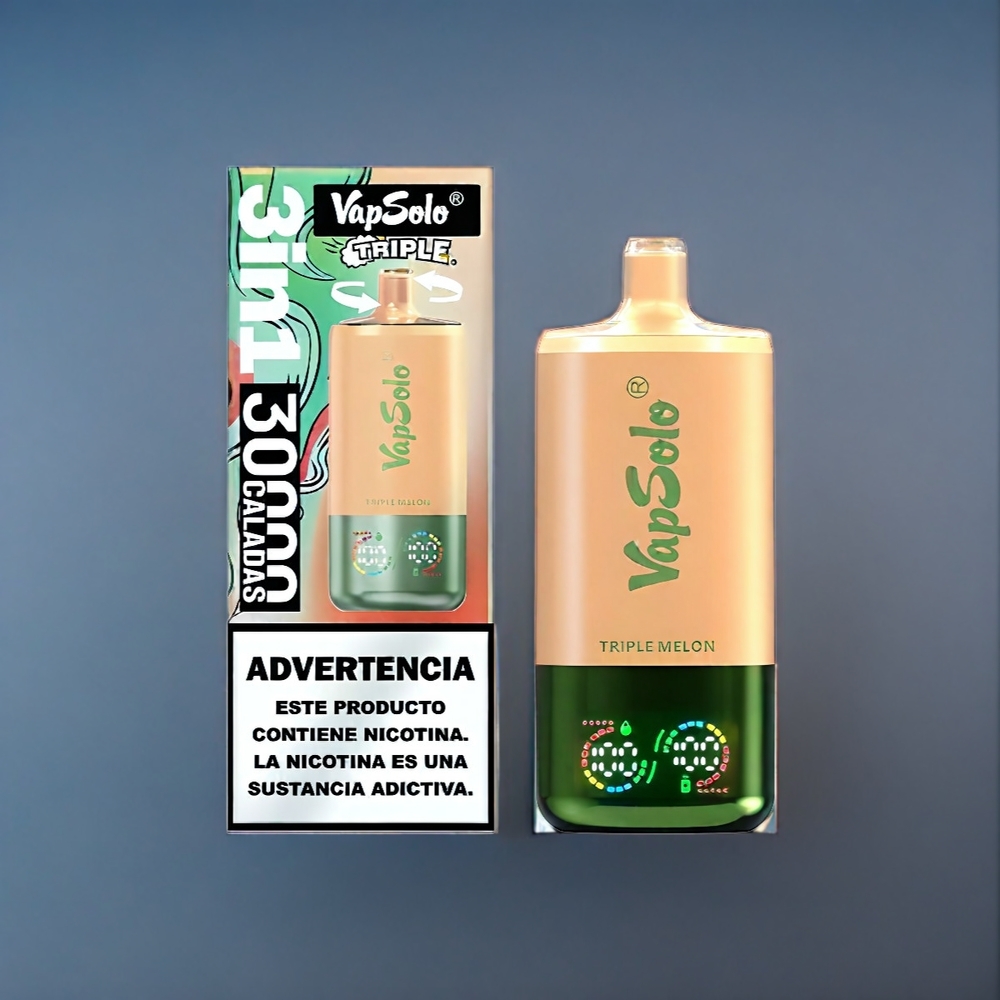 Suomi tukku VapSolo Tripe 30000 Puffs Triple Melon 40ml Type-C 3-tankki
