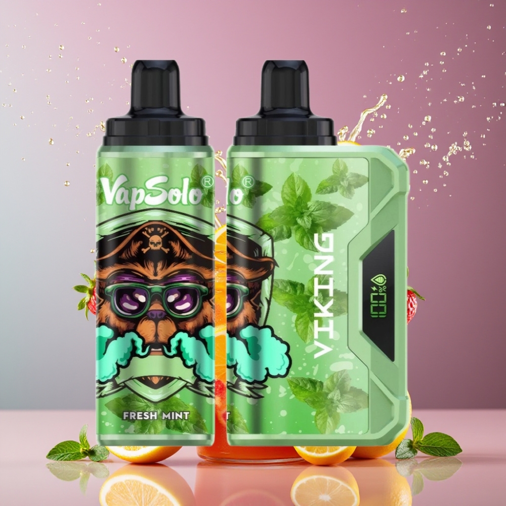 Suomi tukku VapSolo VIKING 12000 Puffs Disposable Vape 22ml E-Liquid, Type-C Charging, Led Display - Tuore Minttumaku