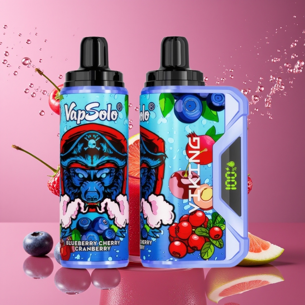 Suomi tukku VapSolo VIKING 12000 Puffs Disposable Vape 22ml Type-C Sininen Marja-Kirsikka-Karpalo