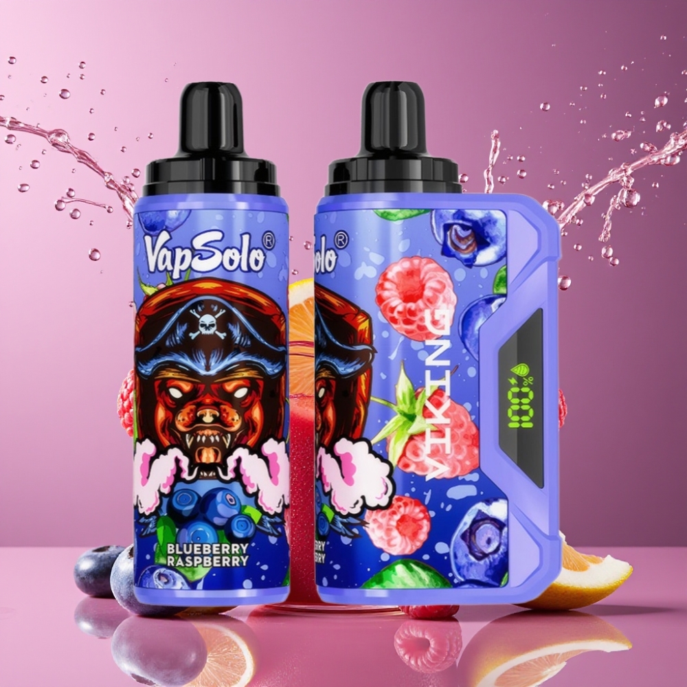 Suomi tukku VapSolo VIKING 12000 Puffs Disposable Vape Mustikka-Vadelma 22ml E-Liquid Type-C Charging