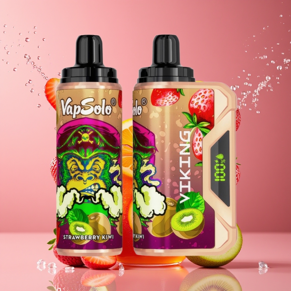 VapSolo VIKING 12000 Puffs Suomi tukku Disposable Vape Mansikka-Kiivi 22ml Type-C Charging