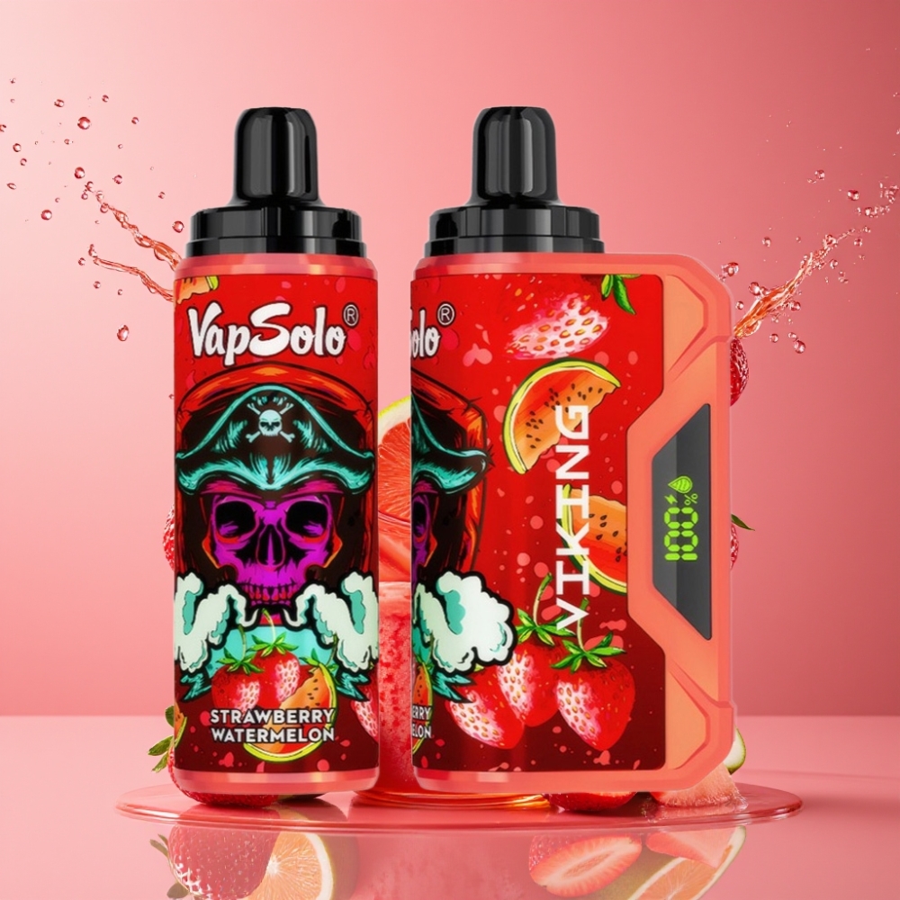 VapSolo VIKING 12000 Puffs Suomi tukku Disposable Vape Mansikka-Vesimeloni 22ml Type-C Ladattava