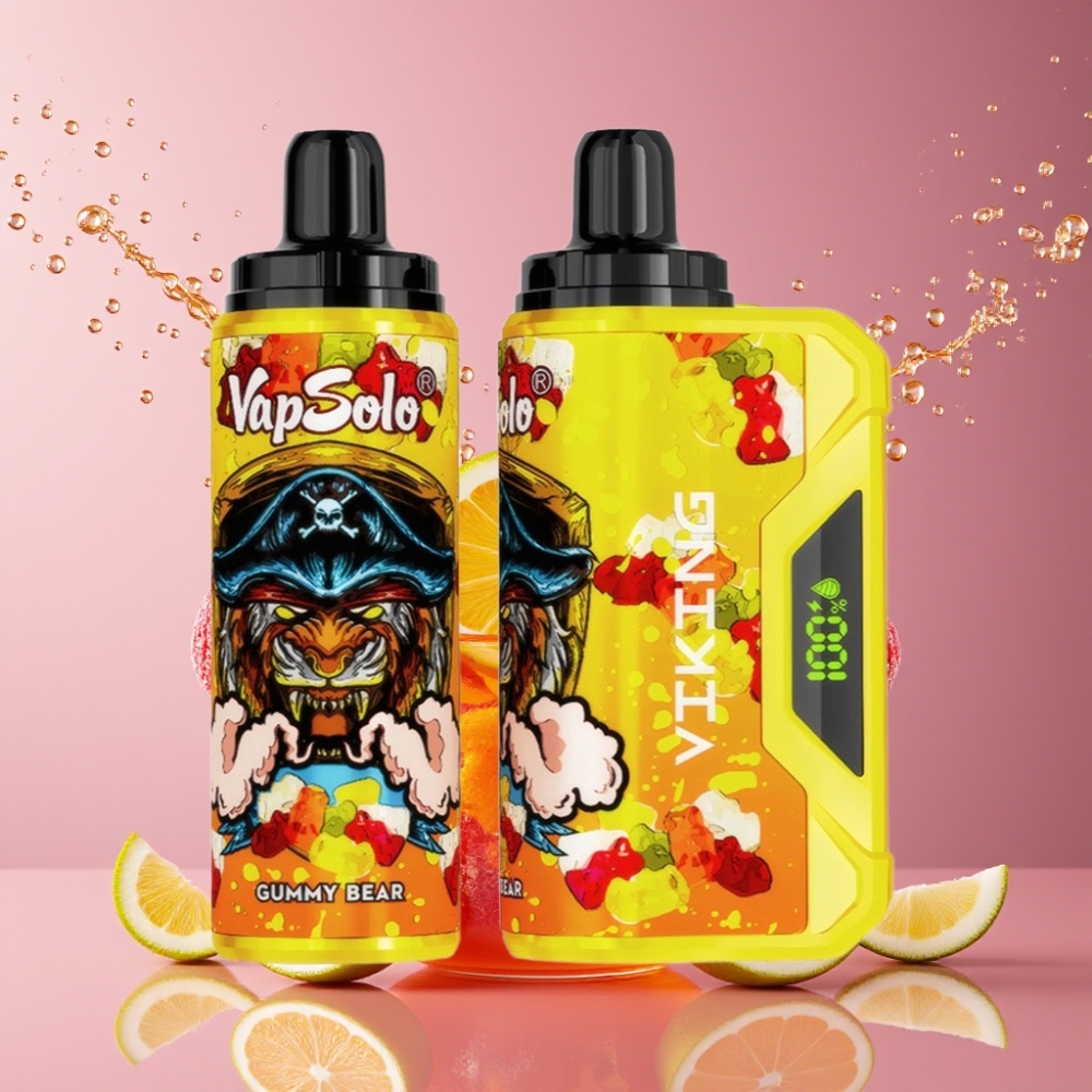 VapSolo VIKING Suomi tukku 12000 Puffs Disposable Vape 22ml Gummy Karhu 20mg/50mg Type-C LED Display