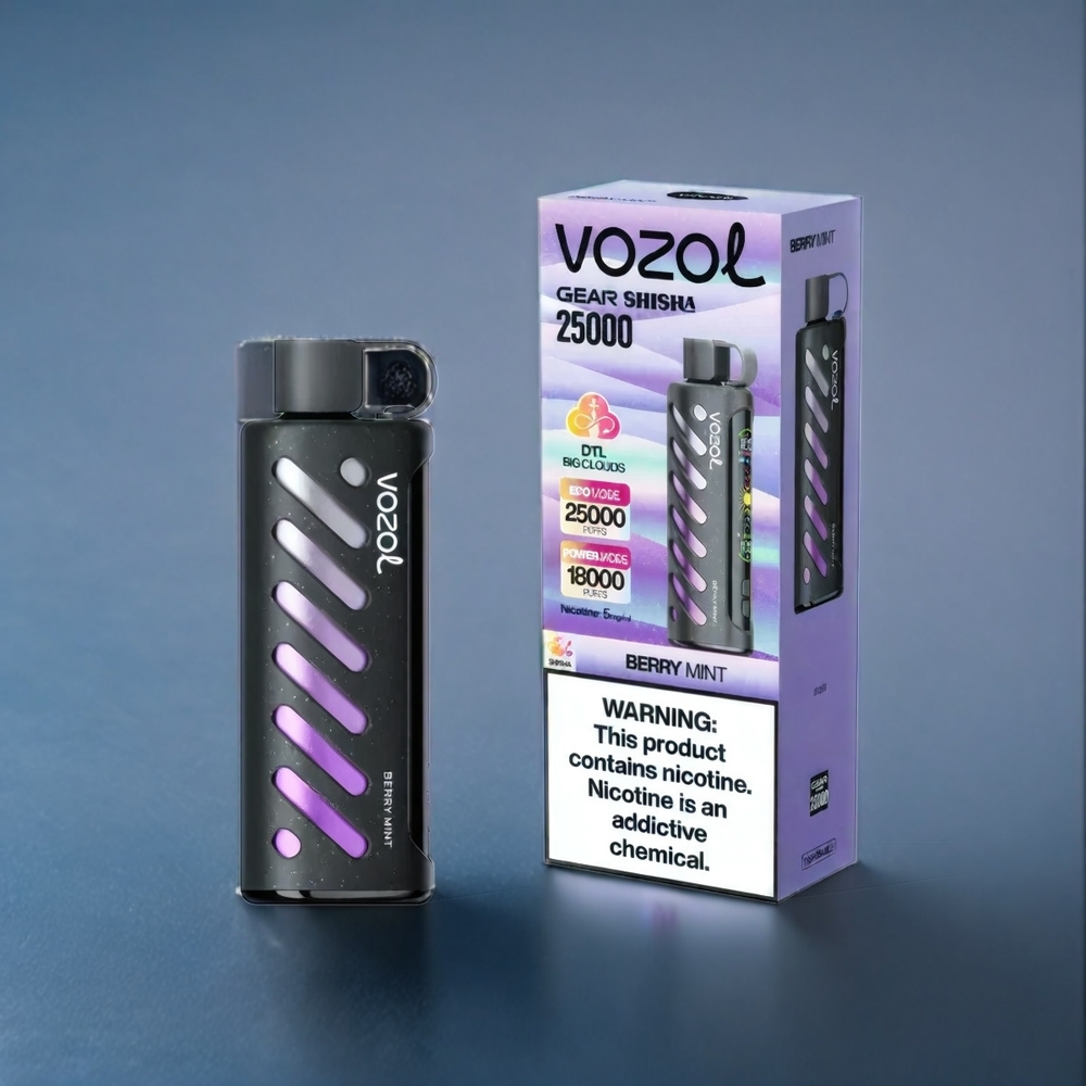 Suomi Tukku VOZOL Gear Shisha 25000 Puffs, Dual Mesh Modes, 1000mAh, Marja-Minttu (Berry Mint)