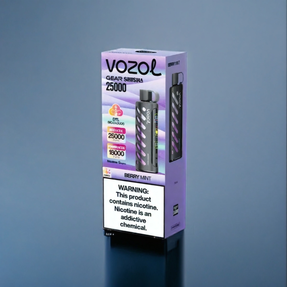 Suomi Tukku VOZOL Gear Shisha 25000 Puffs, Dual Mesh Modes, 1000mAh, Marja-Minttu (Berry Mint)