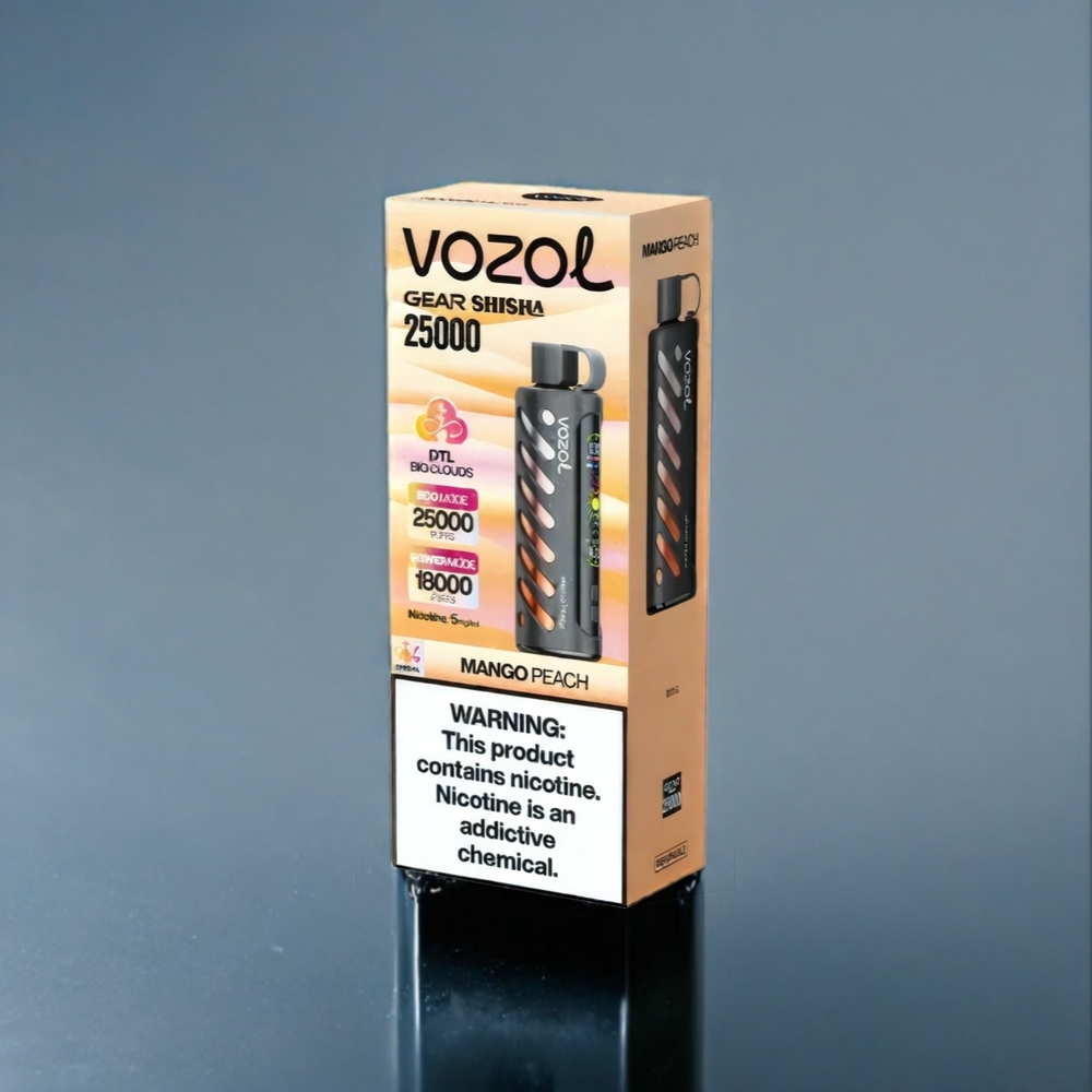 Suomi tukku VOZOL Gear Shisha 25000 Puffs Dual Mesh, Mango Peach, 1000mAh, 30 Flavors, S.i.L.C Tech