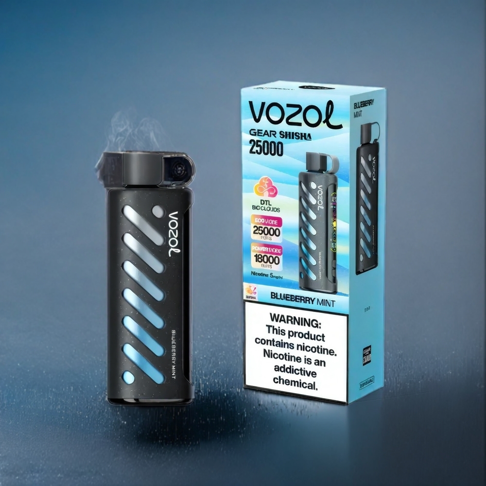 Suomi tukku VOZOL Gear Shisha 25000 Puffs Mustikka Mint 30 Makua Dual Mesh 1000mAh