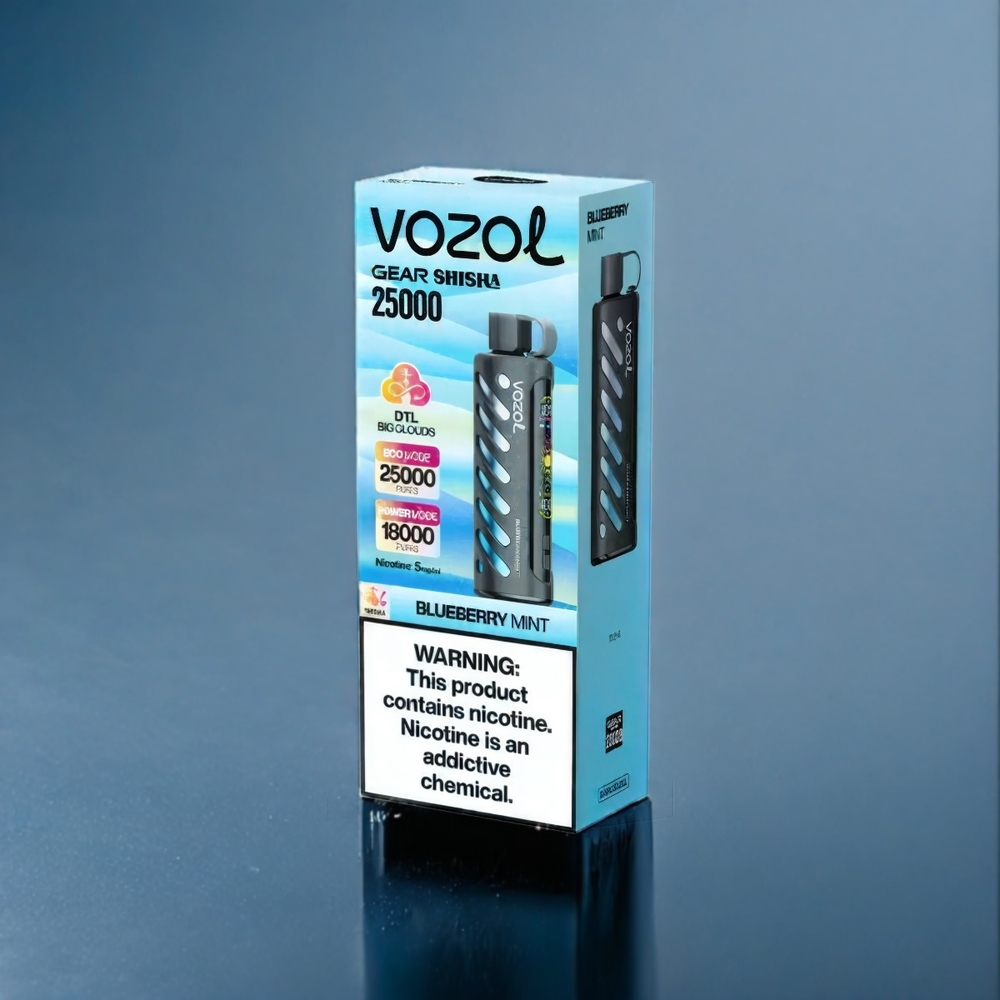 Suomi tukku VOZOL Gear Shisha 25000 Puffs Mustikka Mint 30 Makua Dual Mesh 1000mAh