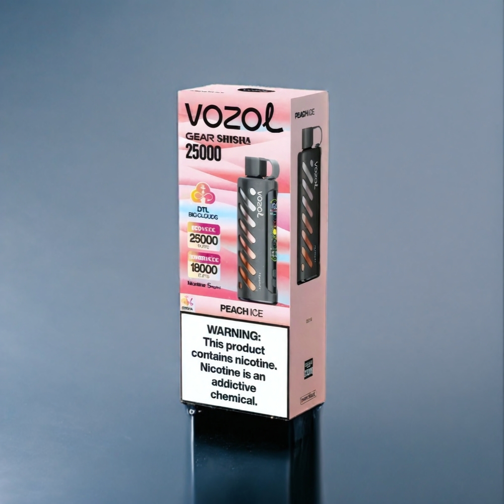 Suomi tukku VOZOL Gear Shisha 25000 Puffs Peach Ice Dual Mesh Dual Modes 1000mAh Battery