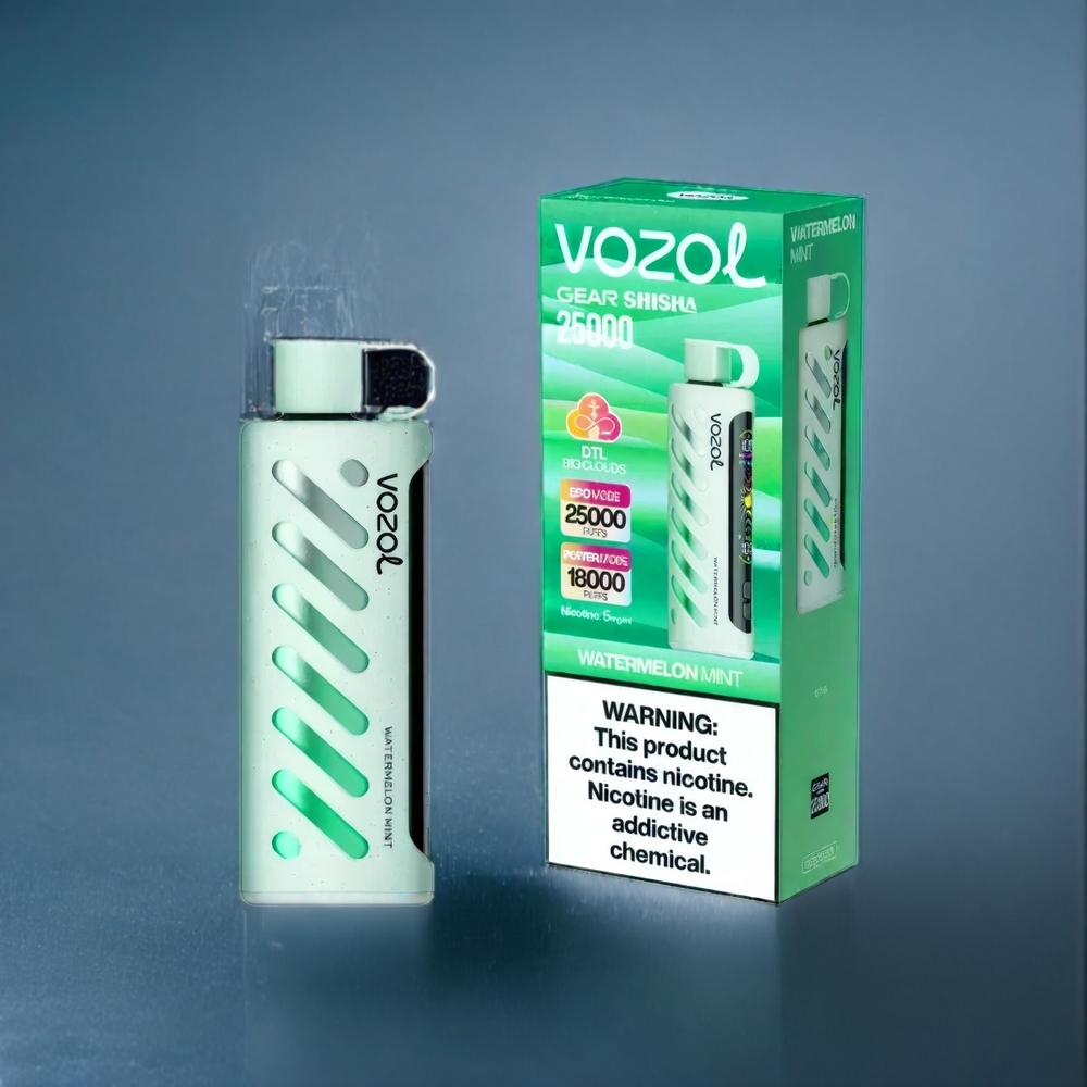 Suomi tukku VOZOL Gear Shisha 25000 Puffs Vesimelonna Mint 30 Maistuvaa Makua S.i.L.C Tech Dual Mesh 1000mAh 3mg/ml/5mg/ml
