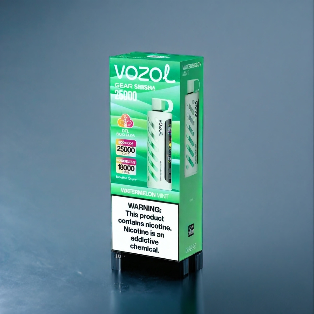 Suomi tukku VOZOL Gear Shisha 25000 Puffs Vesimelonna Mint 30 Maistuvaa Makua S.i.L.C Tech Dual Mesh 1000mAh 3mg/ml/5mg/ml