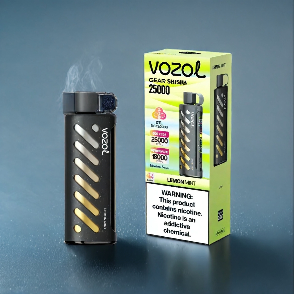 VOZOL Gear Shisha 25000 Puffs Suomi tukku - 30 Maukasta Makua, S.i.L.C Tech, Dual Mesh, 1000mAh, Sitruuna-Minttu