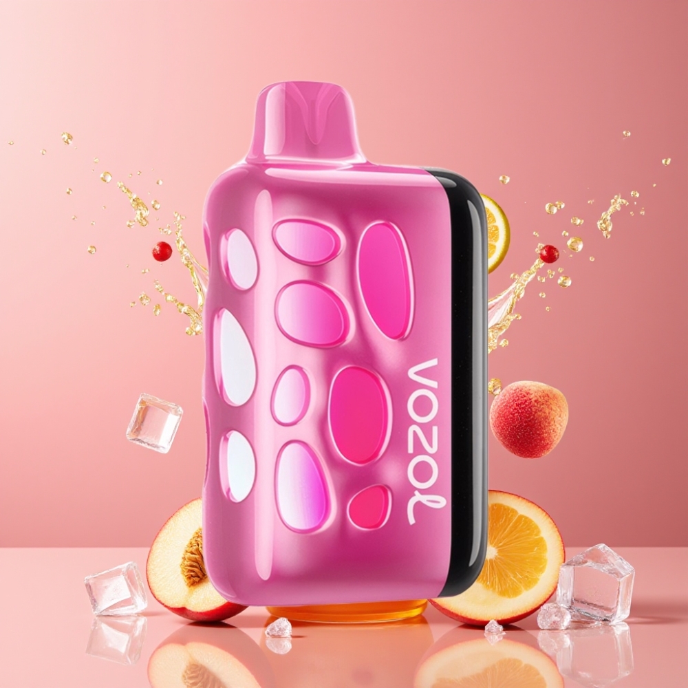 Suomi tukku VOZOL RAVE 40000 Disposable Vape Persikka-Jää (Peach Ice) – 270° Vibrant Glow, Beat-Synced Party Mode, 1000mAh Battery